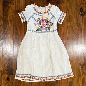 Orange Creek White Dress with Floral Embroidery